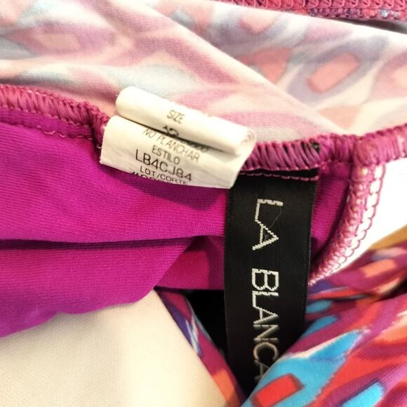 La Blanca Tankini Swim Top Geometric Halter - Picture 7 of 7